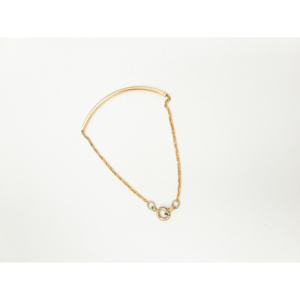 Vintage Signed Napier Gold Tone Delicate Simple Bar & Chain Bracelet 7"